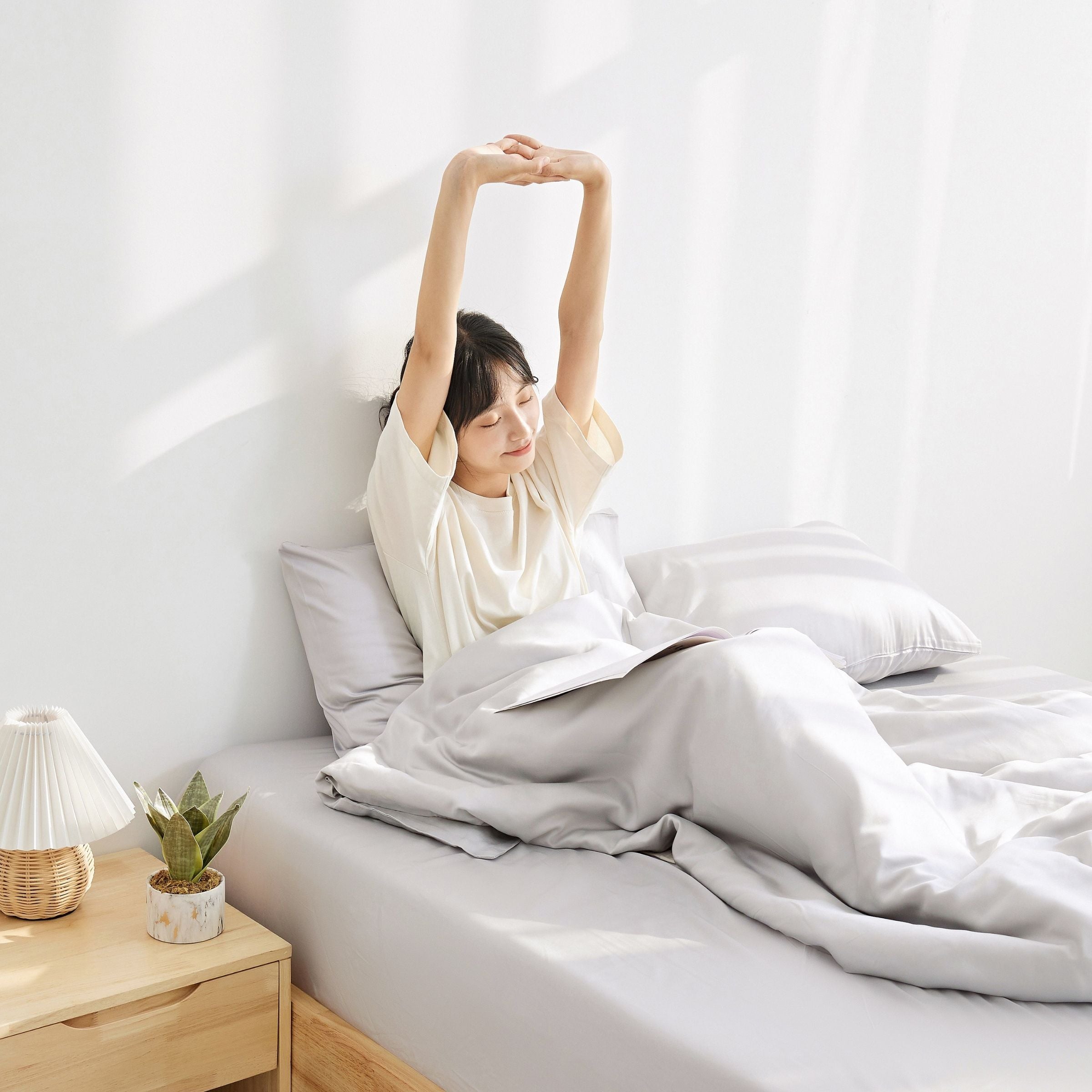Nelpanda  Tencel™ Lyocell fiber flat sheet and duvet cover in gray 