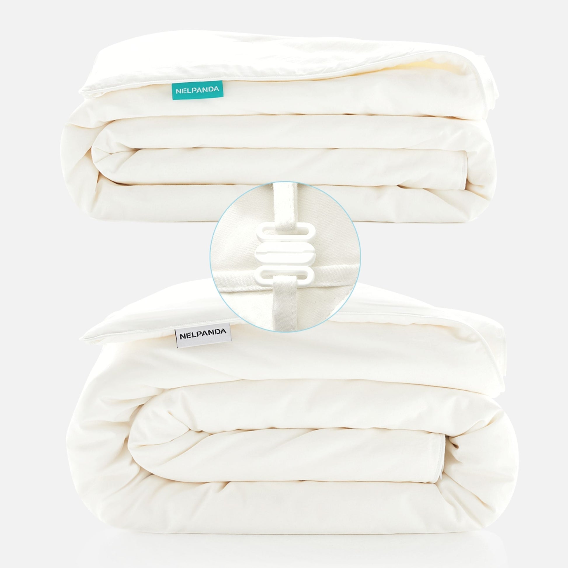 Combine two silk-filled duvets with buckles