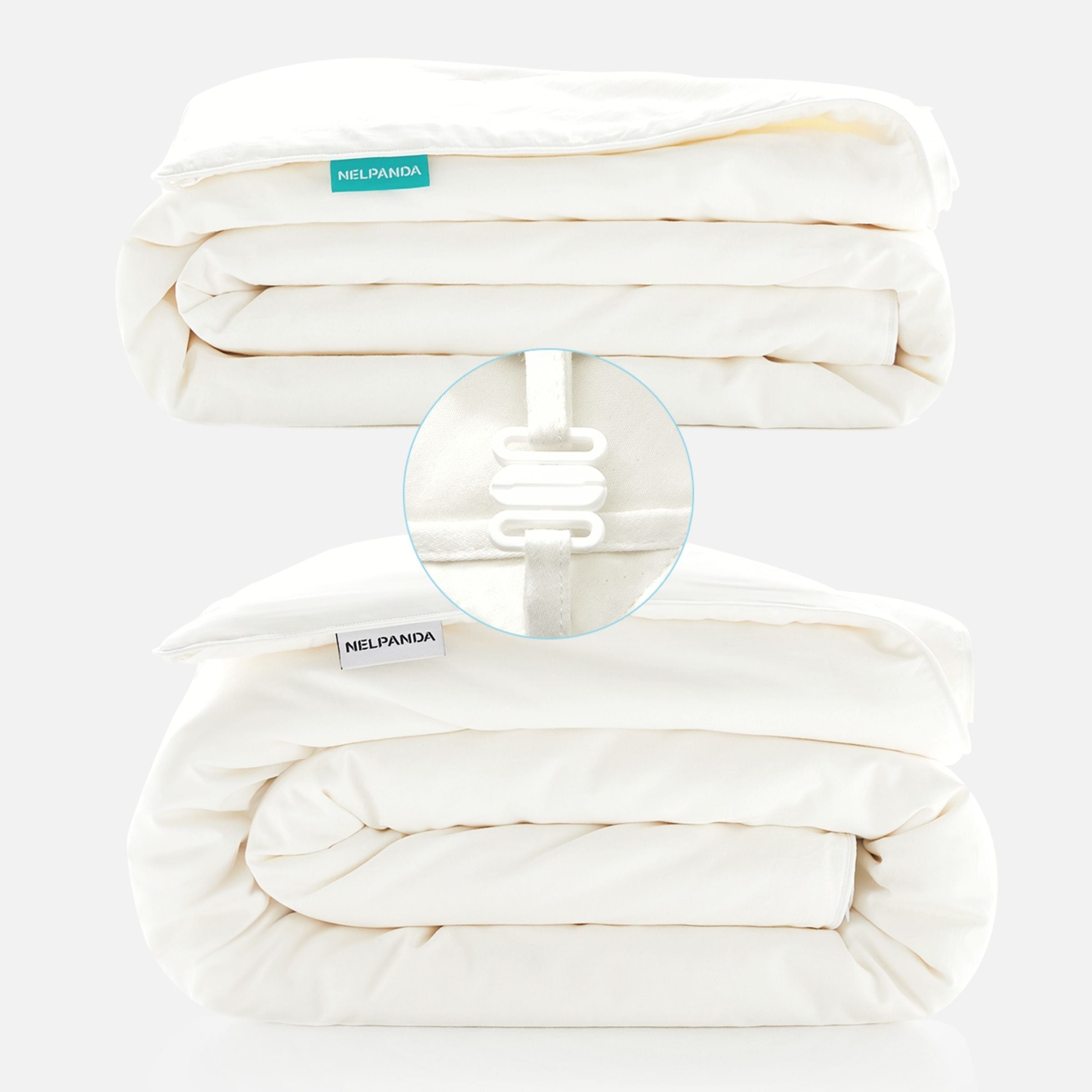 Combine two silk-filled duvets with buckles